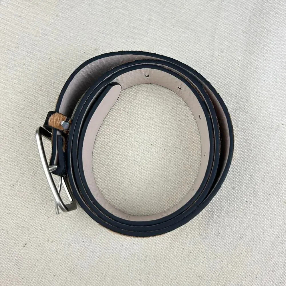Vintage style cow fur belt american western boho black and brown